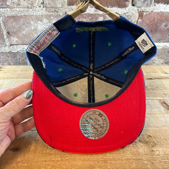 Seattle Seahawk Mitchell & Ness Vintage NFL Flat Bill Hat Cap Red & Blue - Picture 9 of 10